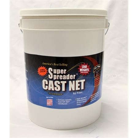 Fitec GS1500 Ultra Spreader Cast Net 12'x1/4 Mesh  Clear  Lead  1.5 lb wt 10912